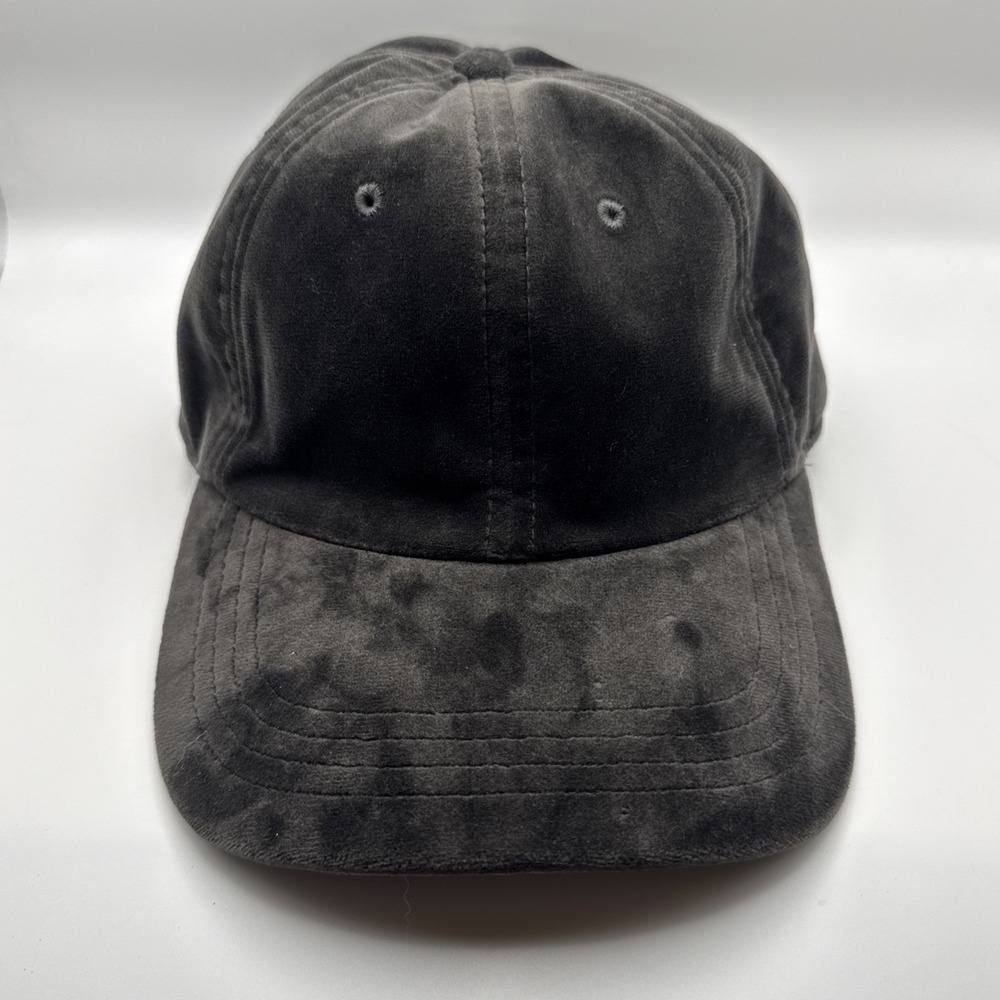 American Eagle Gray Velour Hat Soft Velvet Dad Cap Minimal Streetwear